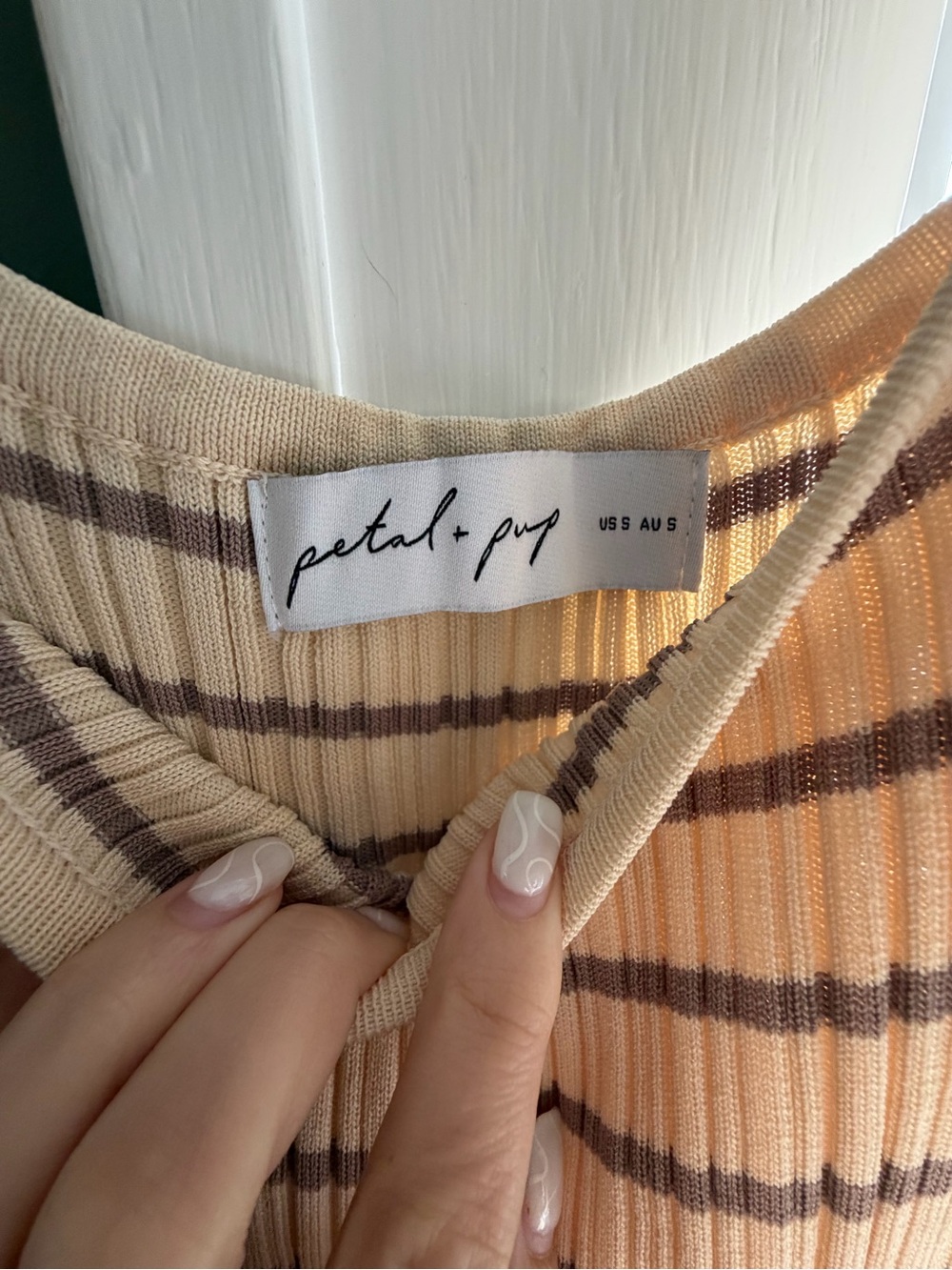 Petal & Pup Cream Henry Striped Midi Maternity Dress - Picture 3 of 9